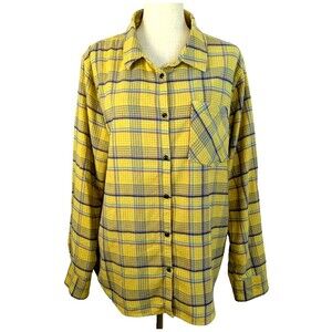 O’Neill Women’s XL Yellow Plaid Flannel Button Front Long Sleeve Shirt